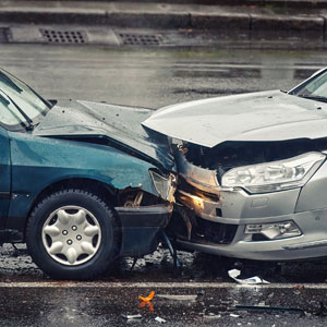 Two damaged cars after a collision - Gertler Law Firm